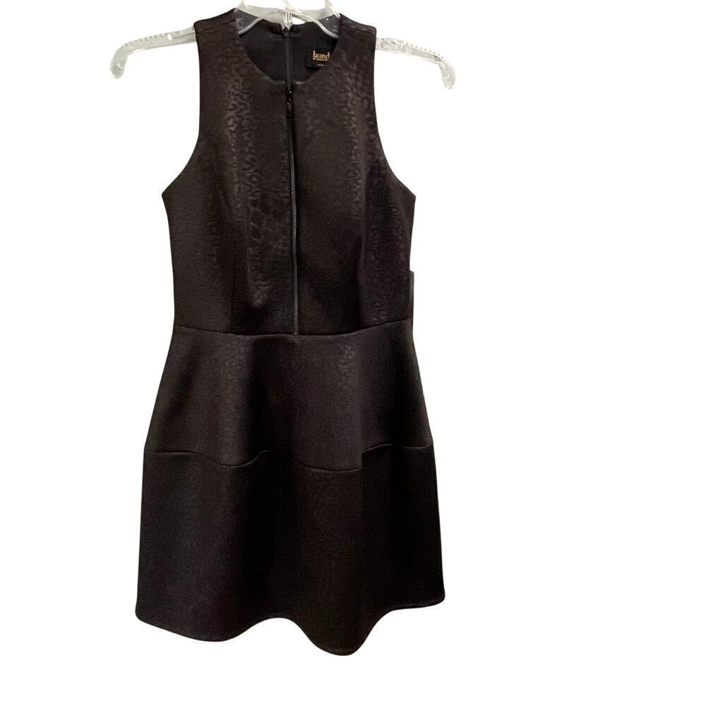 Laundry by Shelli Segal Black Leopard Dress Sleeveless Fit Flare Size 0